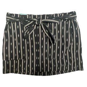 Old Navy Skirt Woven Matching Belt Ties Pocket NEW XL Cotton India BOHO Short